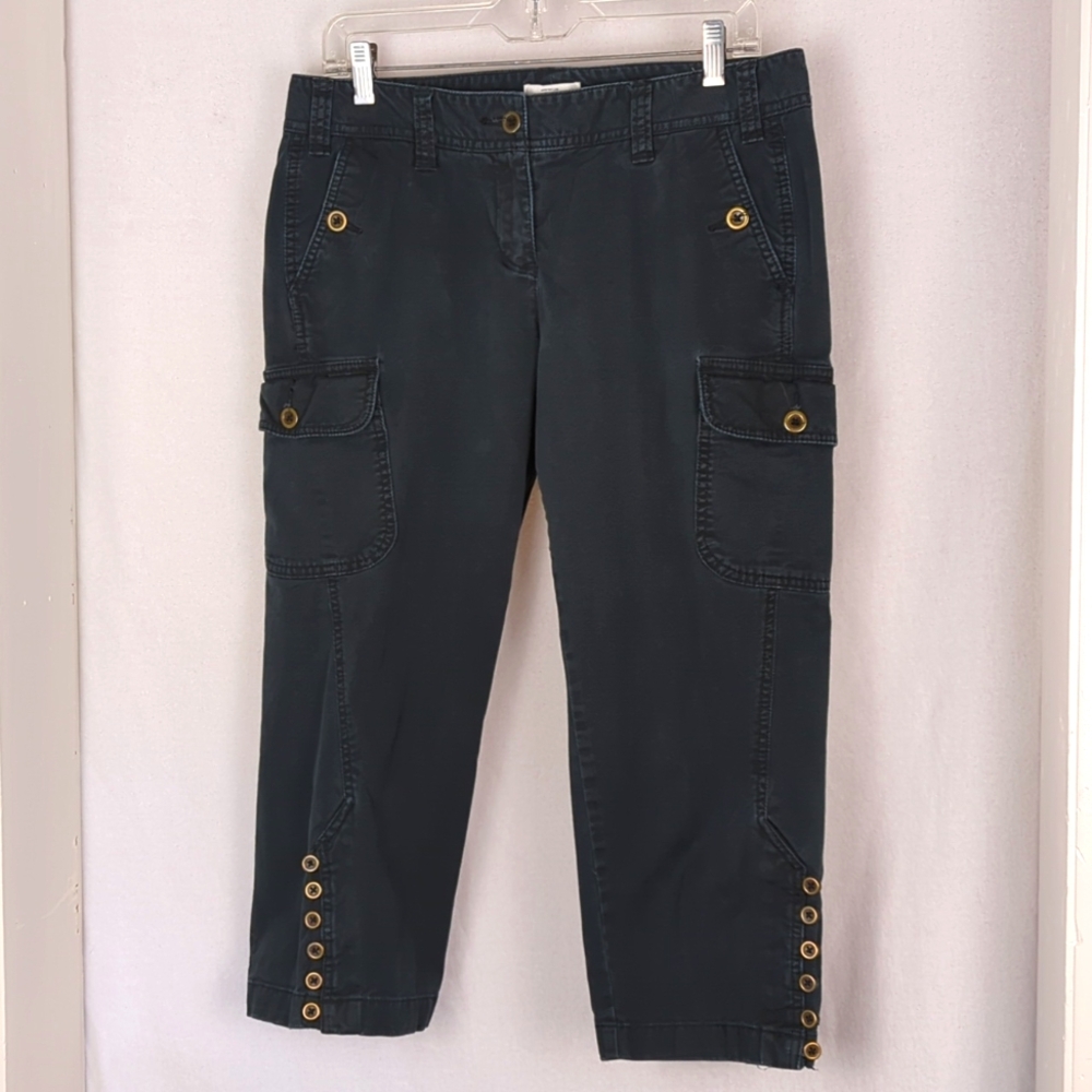 LOFT Women's Size 8 Black Marisa Capri Pants Moto Goth Style